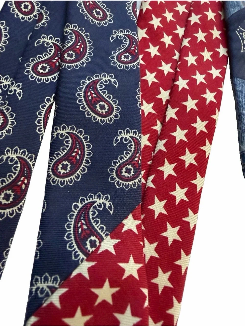 VTG 90s Tommy Hilfiger Silk Tie Denim Jeans Patchwork Americana Bandana Made USA